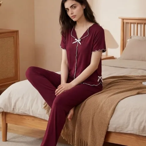 short sleeve nightdress xlkl683 front view