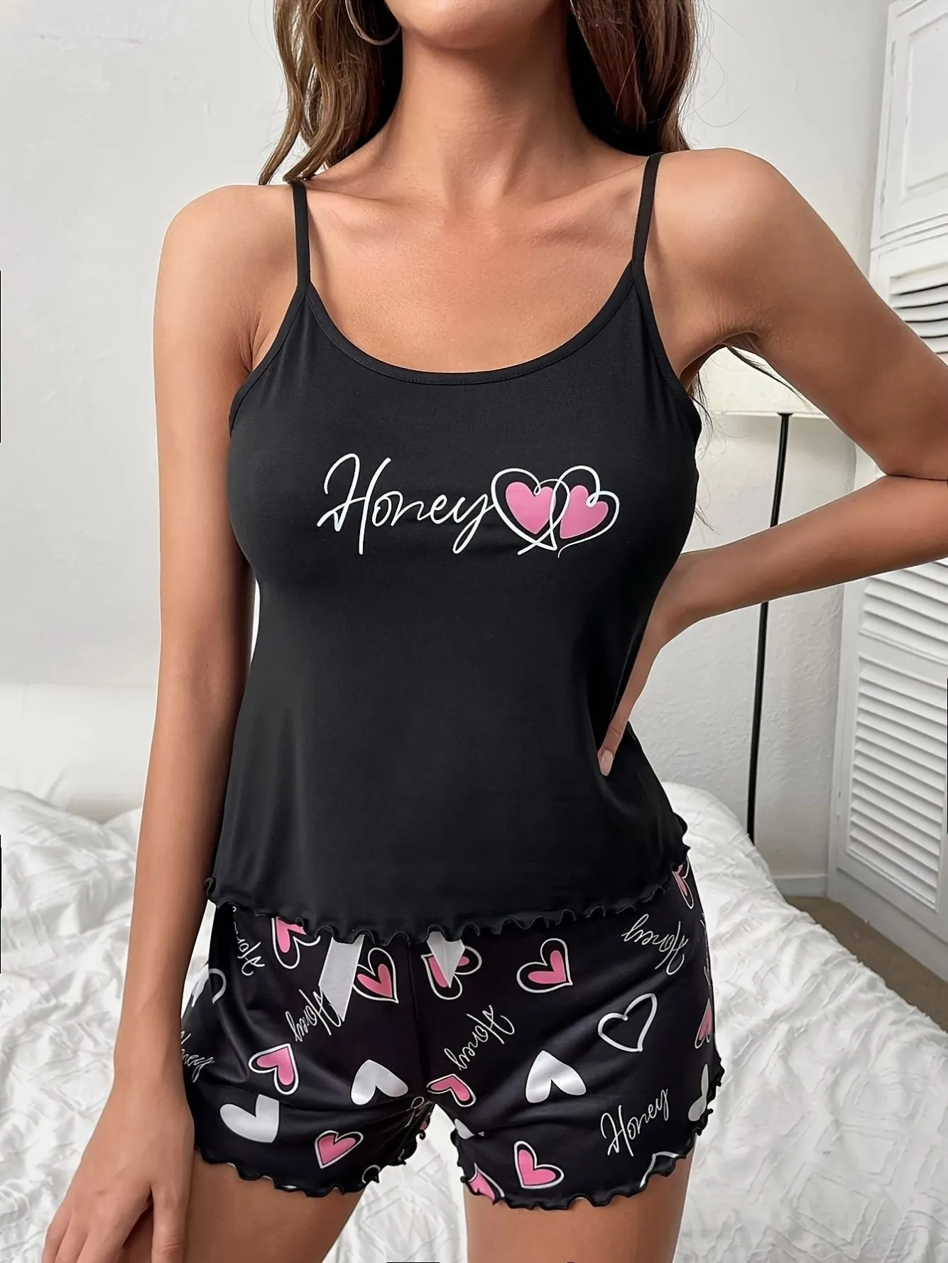 women lightweight printed cami pajama set xlkp34006 lifestyle view