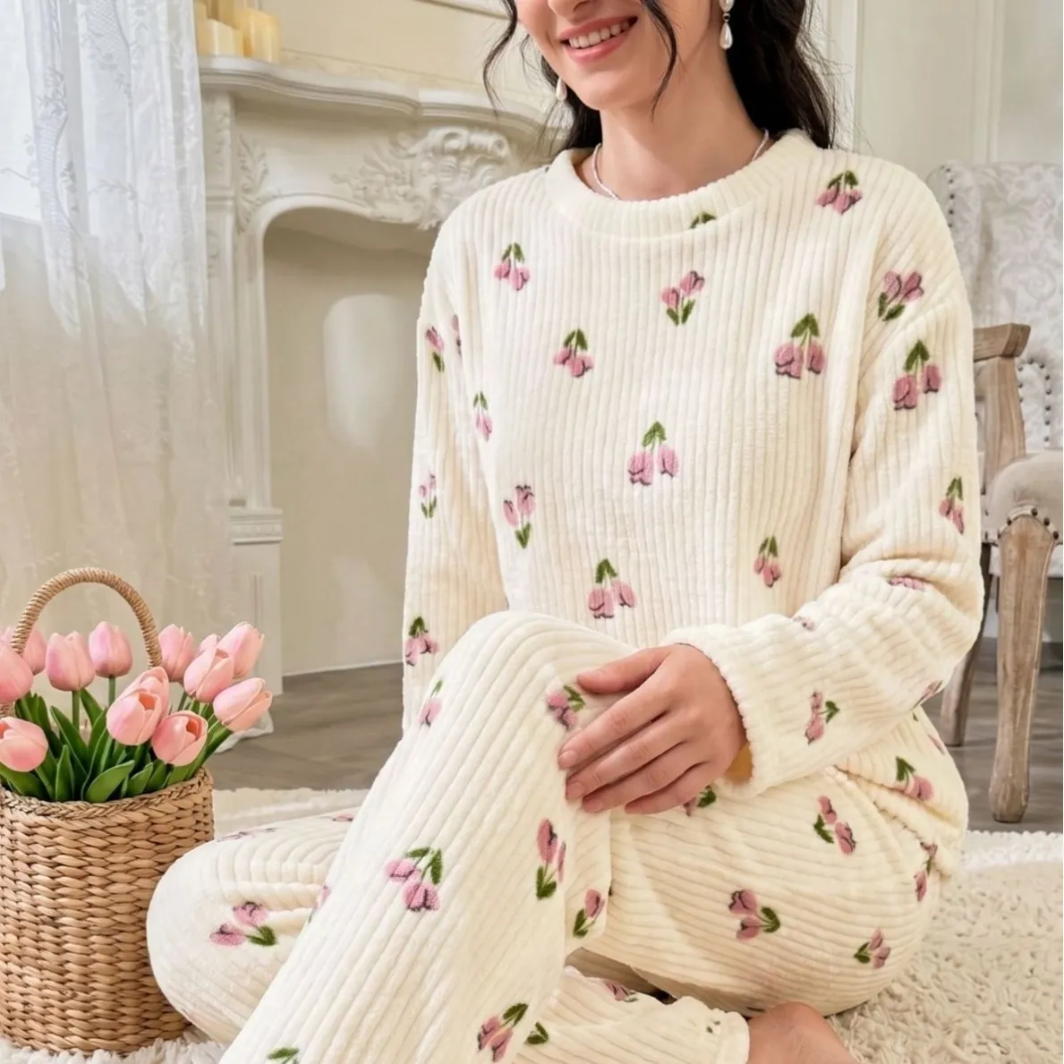 women warm pajama set xlk13447 lifestyle view