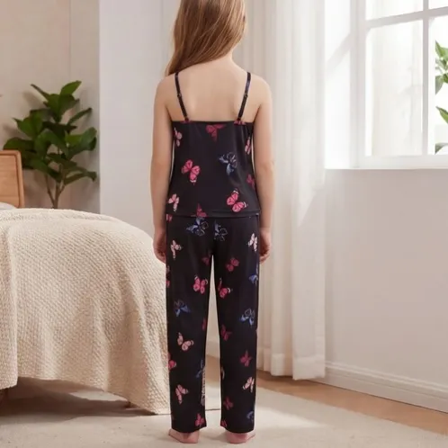 sleeveless printed long pants pajama set xlkl616 detail view