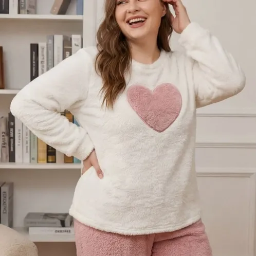 plus size long sleeve printed pajama set xlkl635 detail view