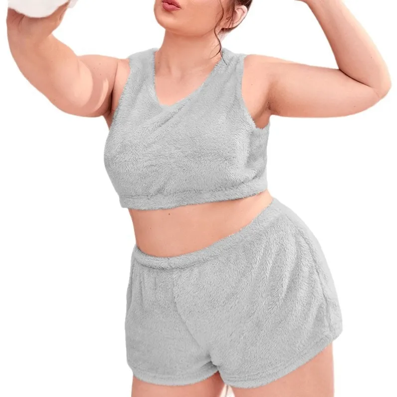 women plush warm cami pajama set xlk64001 lifestyle view