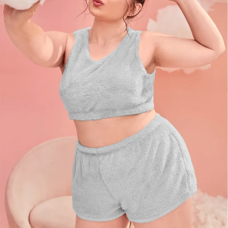 women plush warm cami pajama set xlk64001 lifestyle view