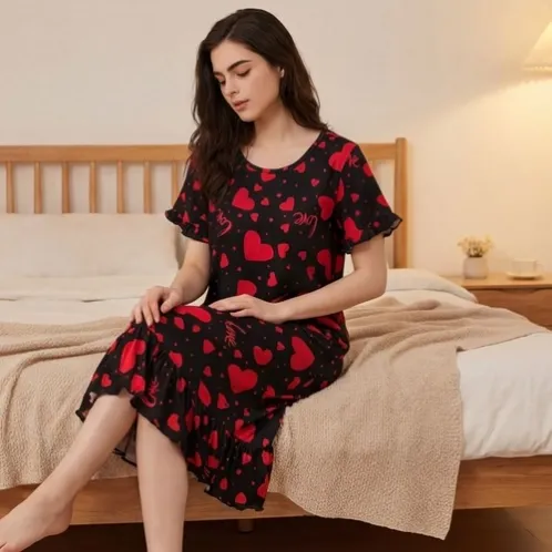 printed nightdress xlkl536 front view