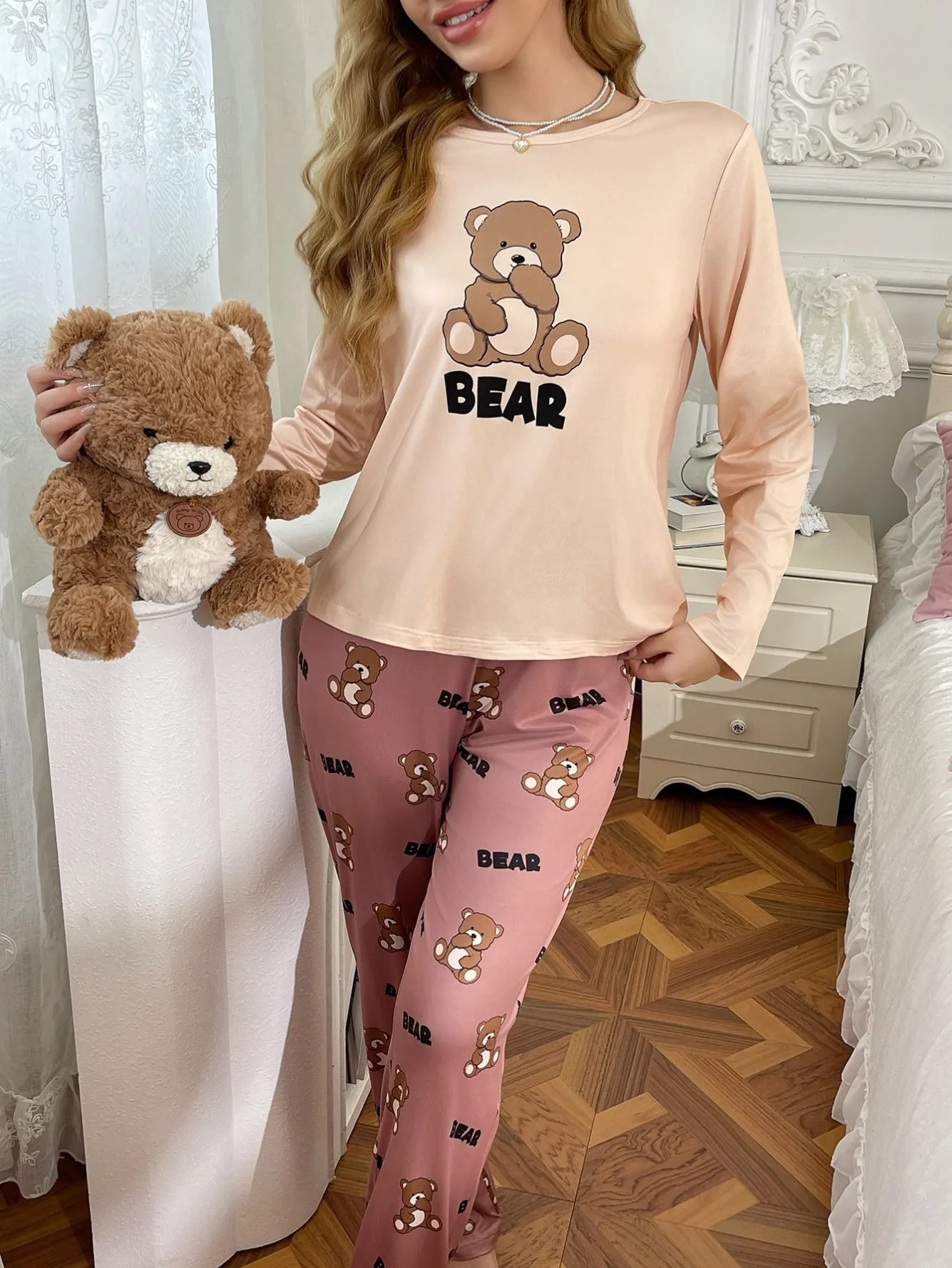 women milk silk pajama set xlk9923 lifestyle view