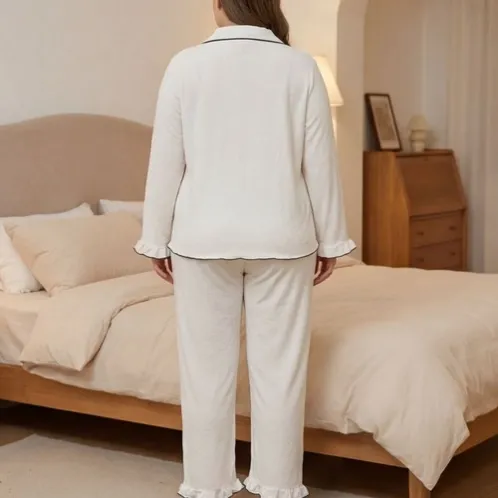plus size long sleeve lapel collar pajama set xlkl038 detail view