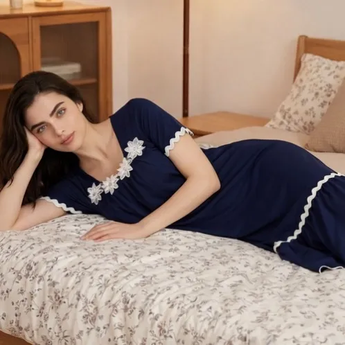 short sleeve printed robe xlkte-077 front view