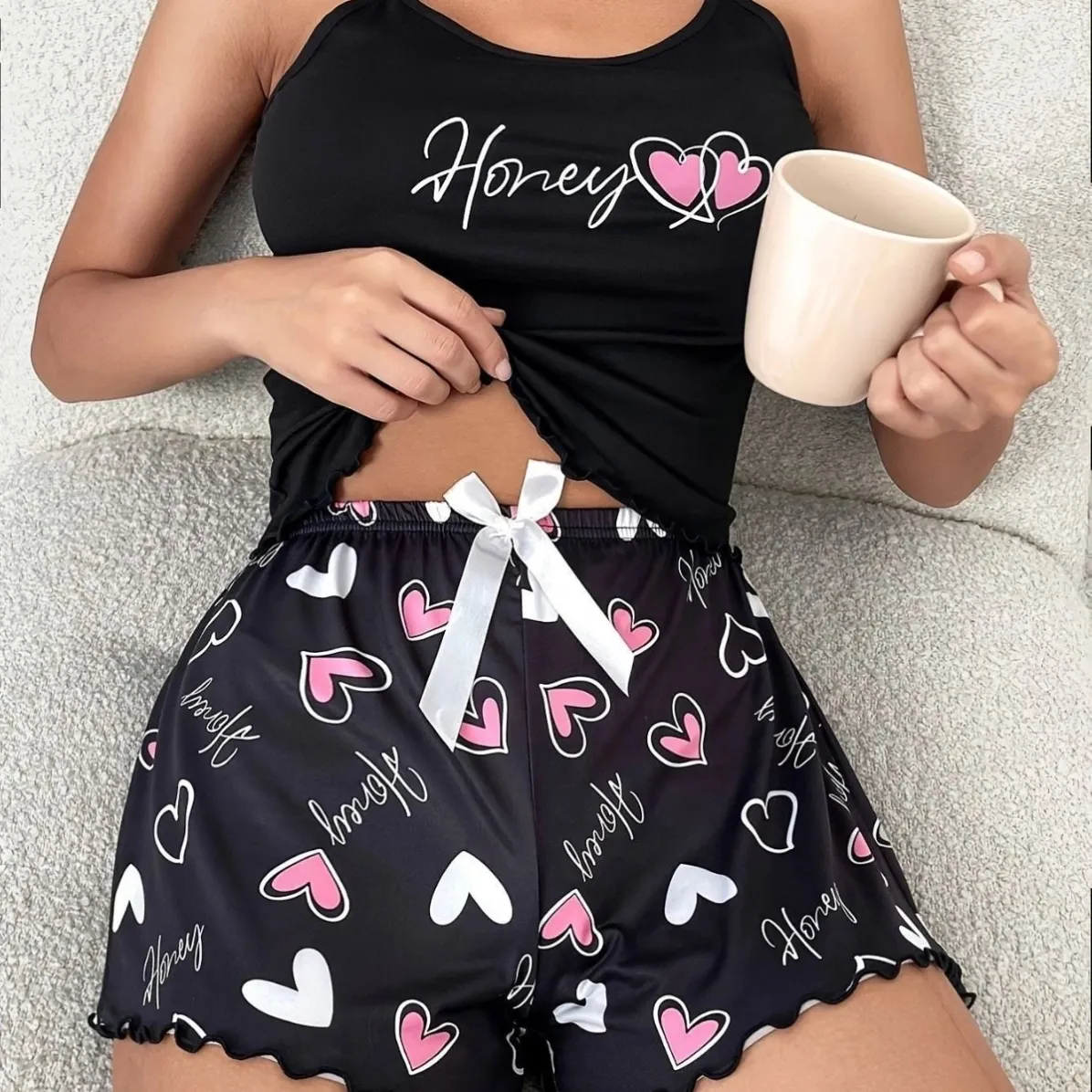 women lightweight printed cami pajama set xlkp34006 front view