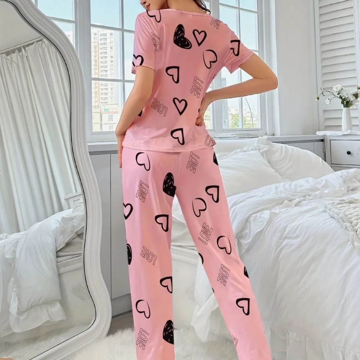 women milk silk pajama set xlk93059 lifestyle view