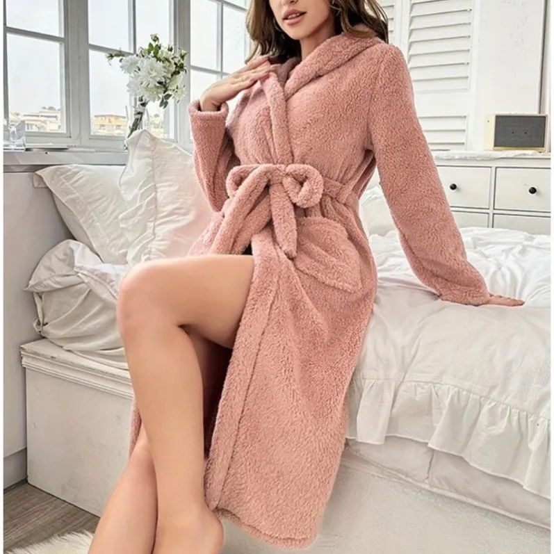 women coral fleece warm robe xlkp5228 lifestyle view