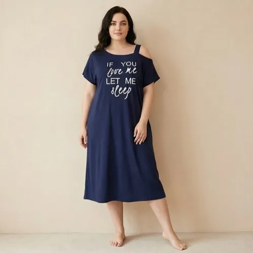 plus size printed nightdress xlkl519 front view
