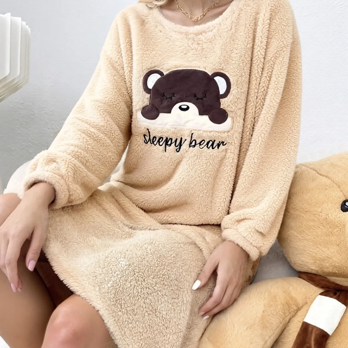 women plush warm nightdress xlk5271 lifestyle view