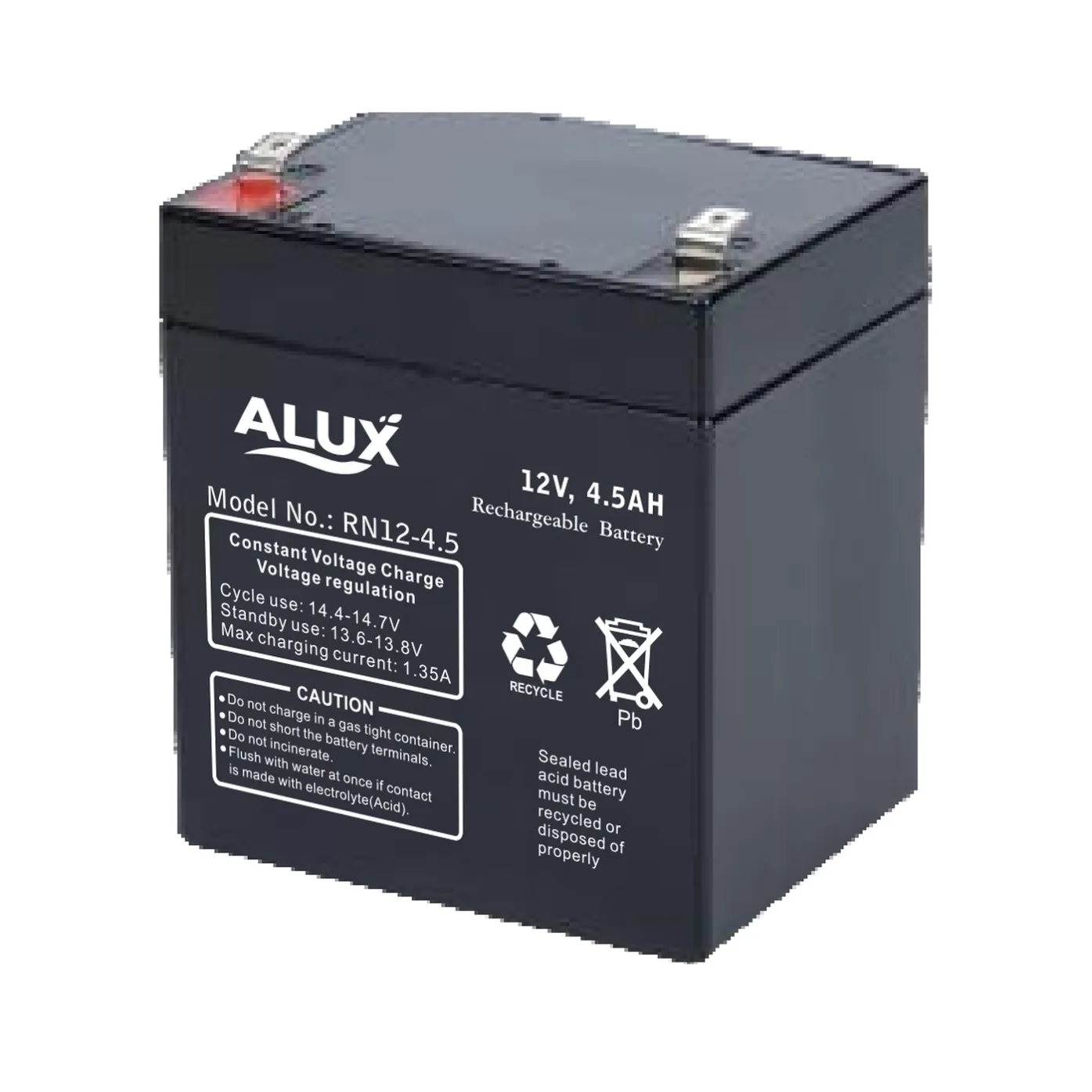ALUX ALX12-4.5 12V 4.5Ah VRLA (AGM) Sealed Lead Acid Battery