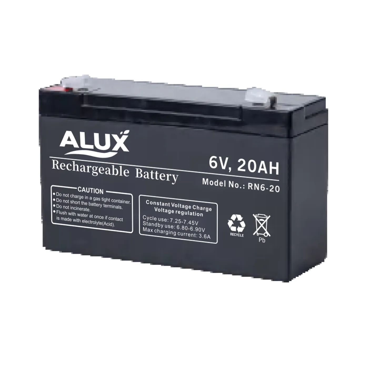 ALUX ALX6-20 6V 20Ah VRLA (AGM) Sealed Lead Acid Battery