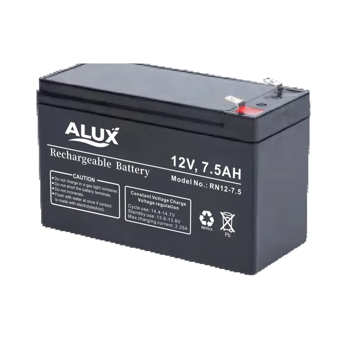 ALUX ALX12-7.5 12V 7.5Ah VRLA (AGM) Sealed Lead Acid Battery