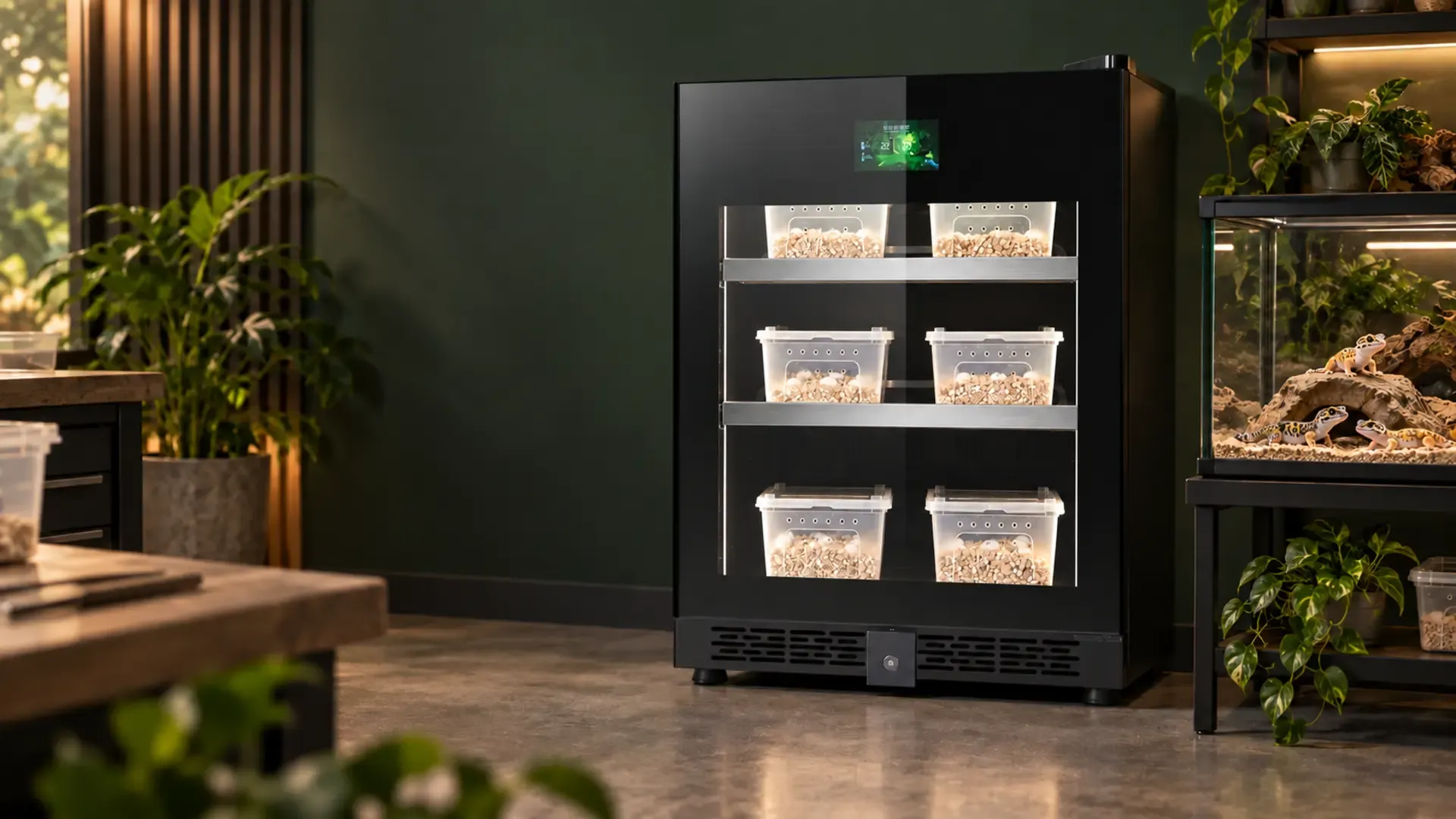 Vantico 145L reptile incubator in professional gecko breeding scene