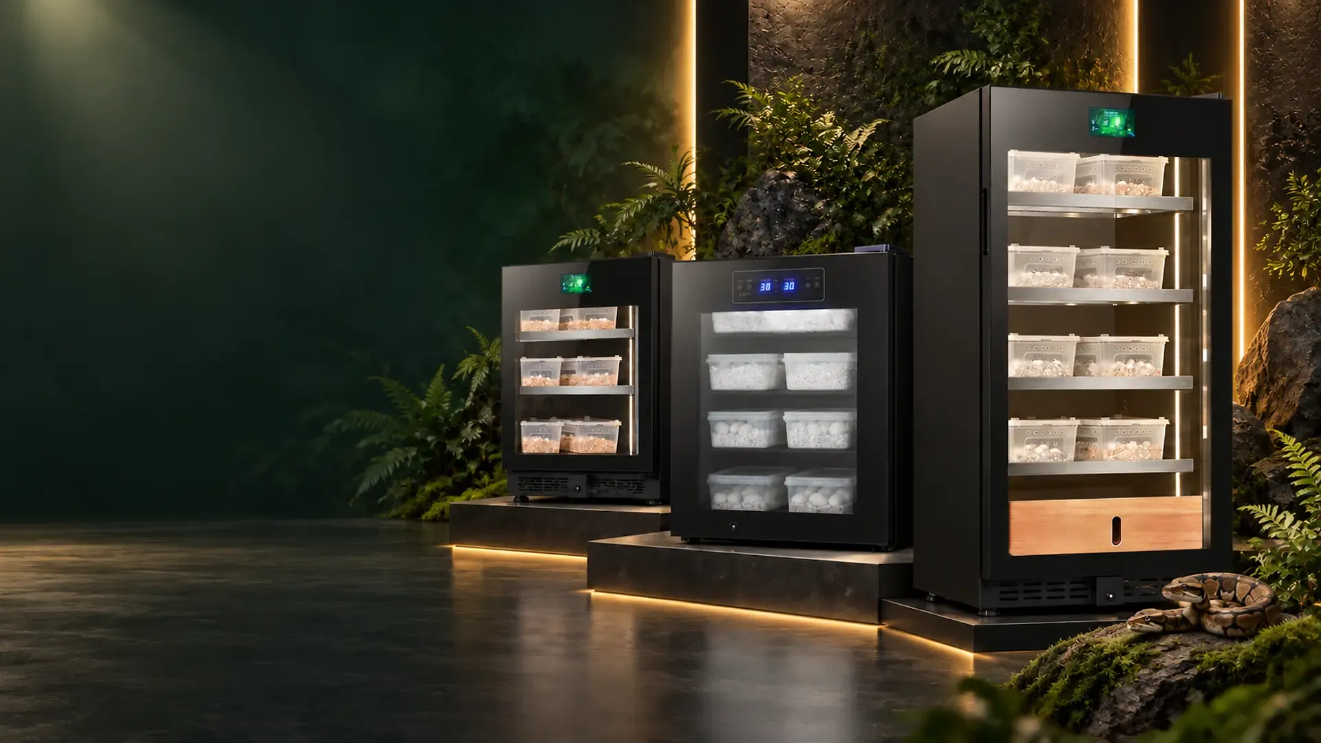 Vantico reptile incubator in professional snake breeding scene