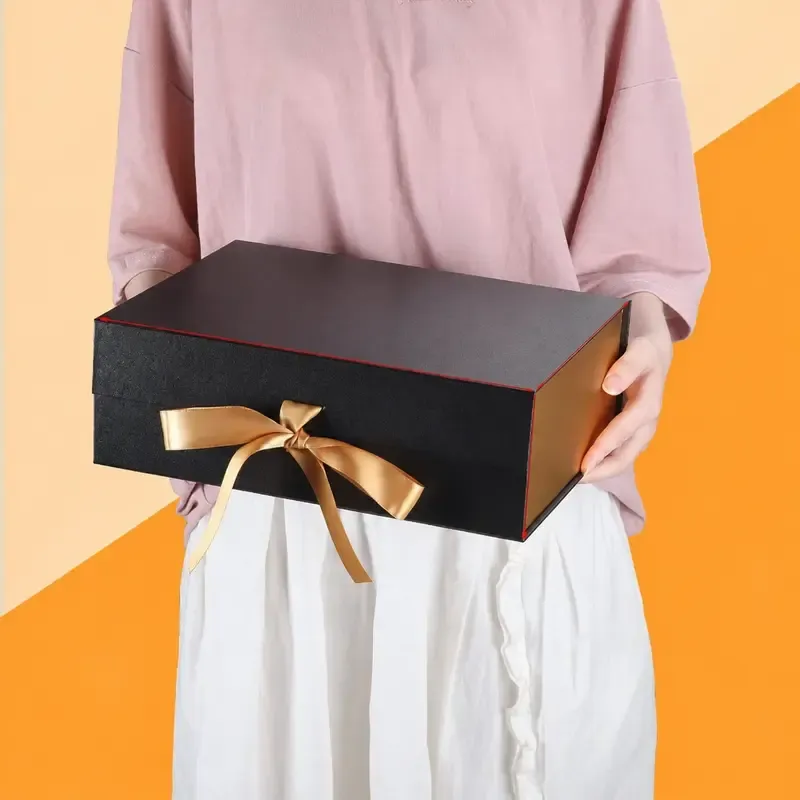 12 × 9 × 4 Inch Foldable Magnetic Box with Ribbon