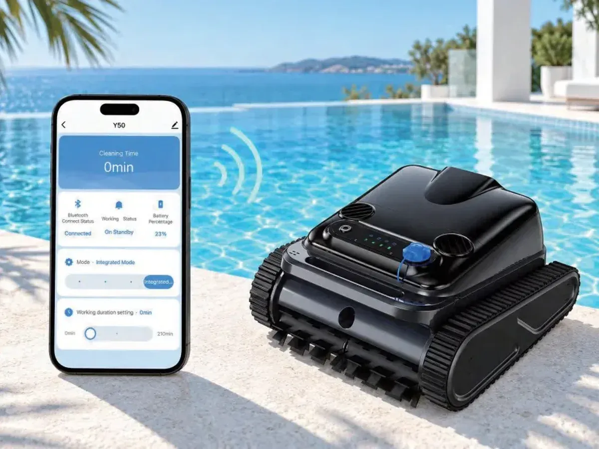 Reinigung bequem per App steuern · Y50 Poolroboter