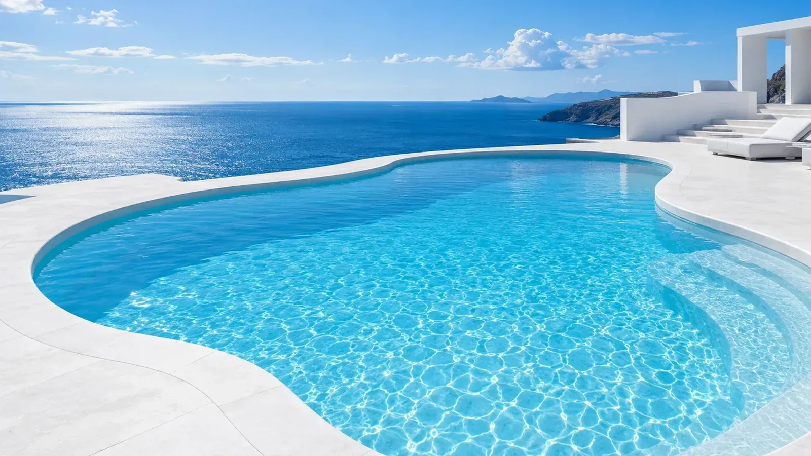 Kidney-shaped pool overlooking the sea