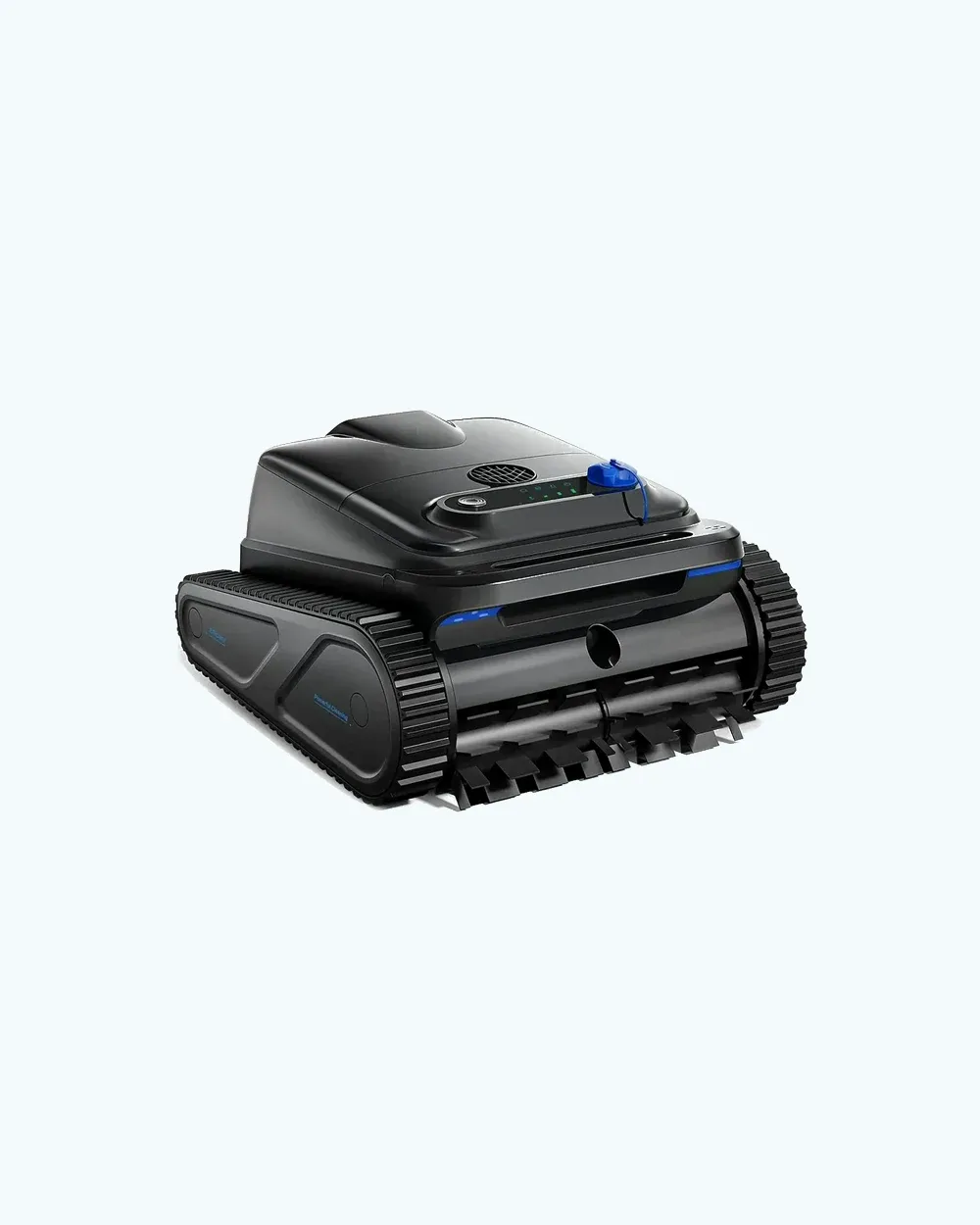 Y50S Poolroboter mit Wandreinigung in Schwarz mit blauen Akzenten