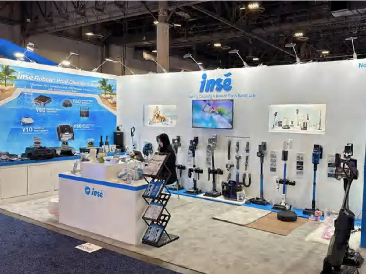 Silver Home booth with pool robots and cleaning appliances