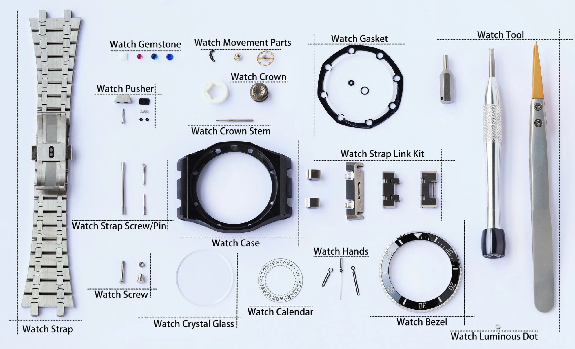 Watch parts and accessories assortment