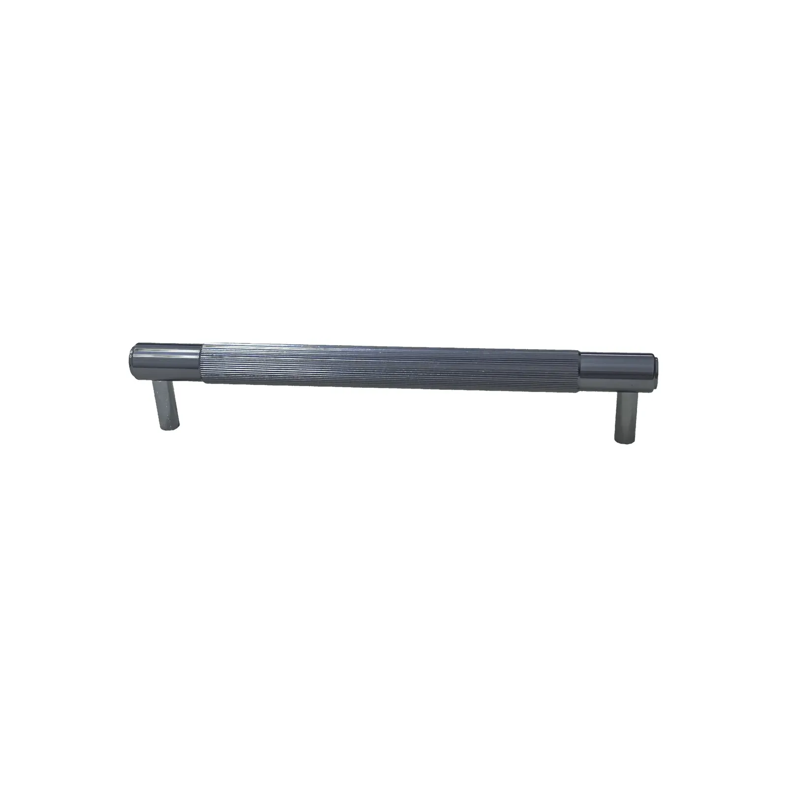 Long cylindrical pull with a knurled centre section and smooth ends, full side view
