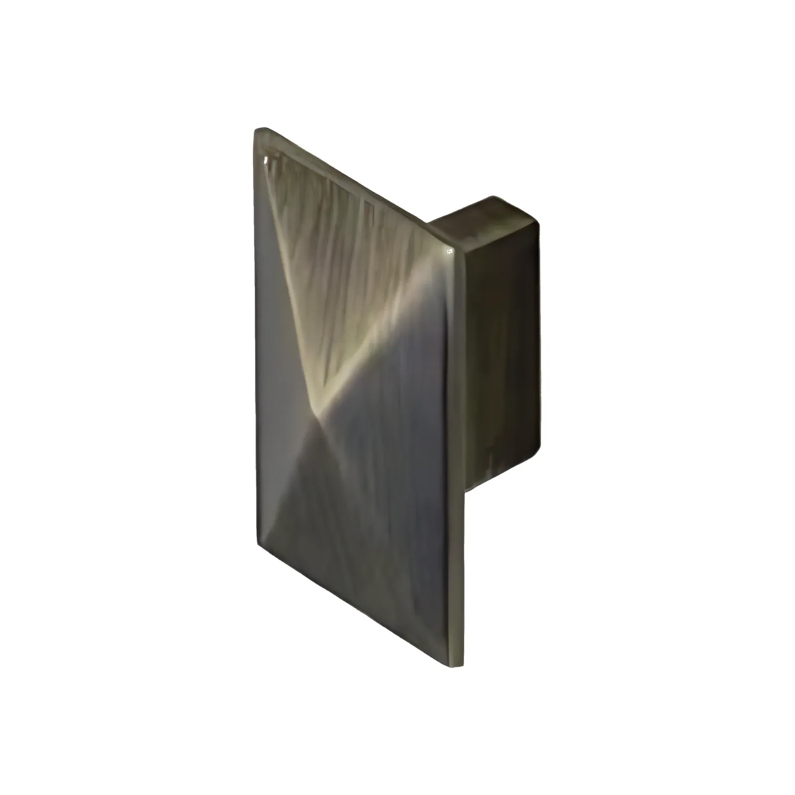 Angled view of the antique bronze diamond-face square knob on a white background
