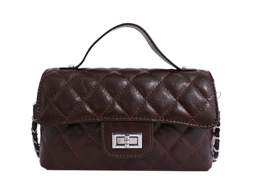Custom Quilted PU Leather Flap Bag – Structured Handbag with Clasp — custom bag manufacturing by Kaishi Bag Factory