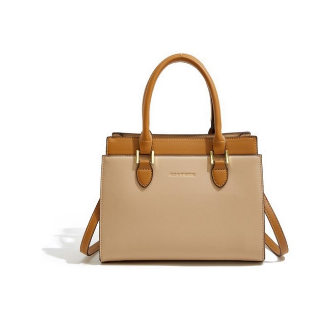 PU Leather Structured Tote Handbag – Top-Handle Satchel with Adjustable Strap & Gold Hardware (view 2) — custom bag manufacturing by Kaishi Bag Factory