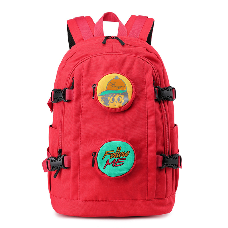 Custom School Backpack – Street Style Daypack with Badge Details — custom school backpack manufacturing by Kaishi Bag Factory
