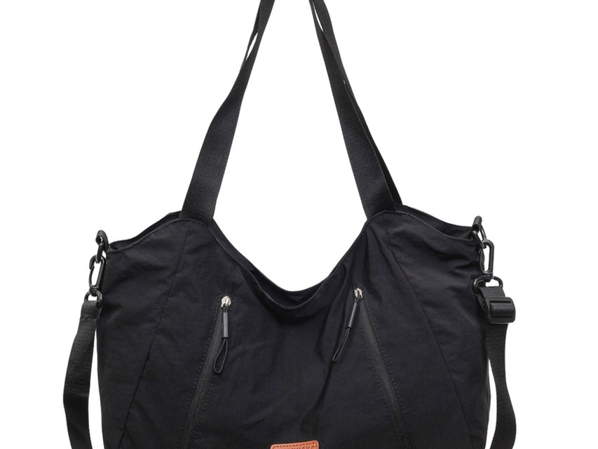 Custom Nylon Hobo Bag – Multi-Zip Shoulder Bag with Adjustable Strap (view 2) — custom bag manufacturing by Kaishi Bag Factory