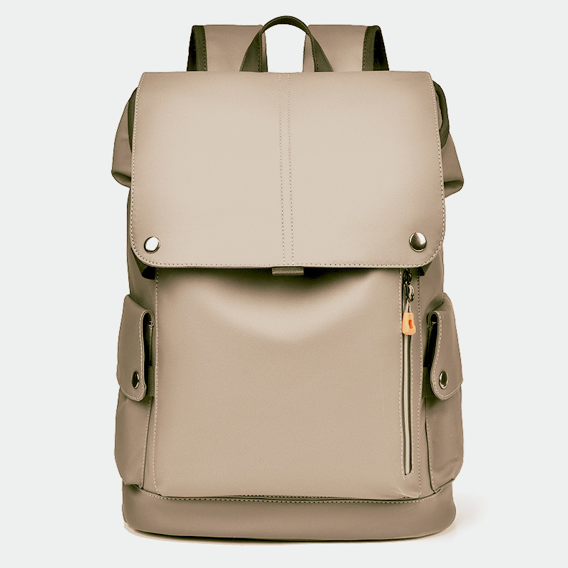Custom Laptop Backpack – Flap-Top Business Backpack with Buckle Detail (view 2) — custom laptop backpack by Kaishi Bag Factory