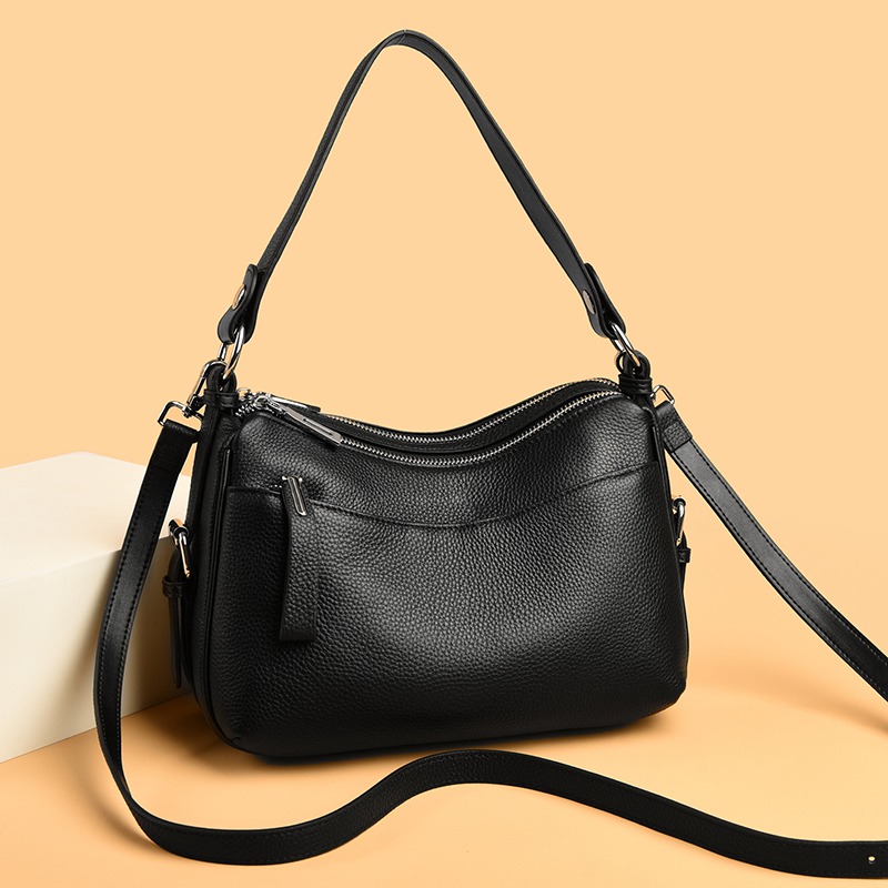 Custom Zip Leather Hobo Bag – Soft Shoulder Bag with Front Zip Pocket — custom leather bag manufacturing by Kaishi Bag Factory