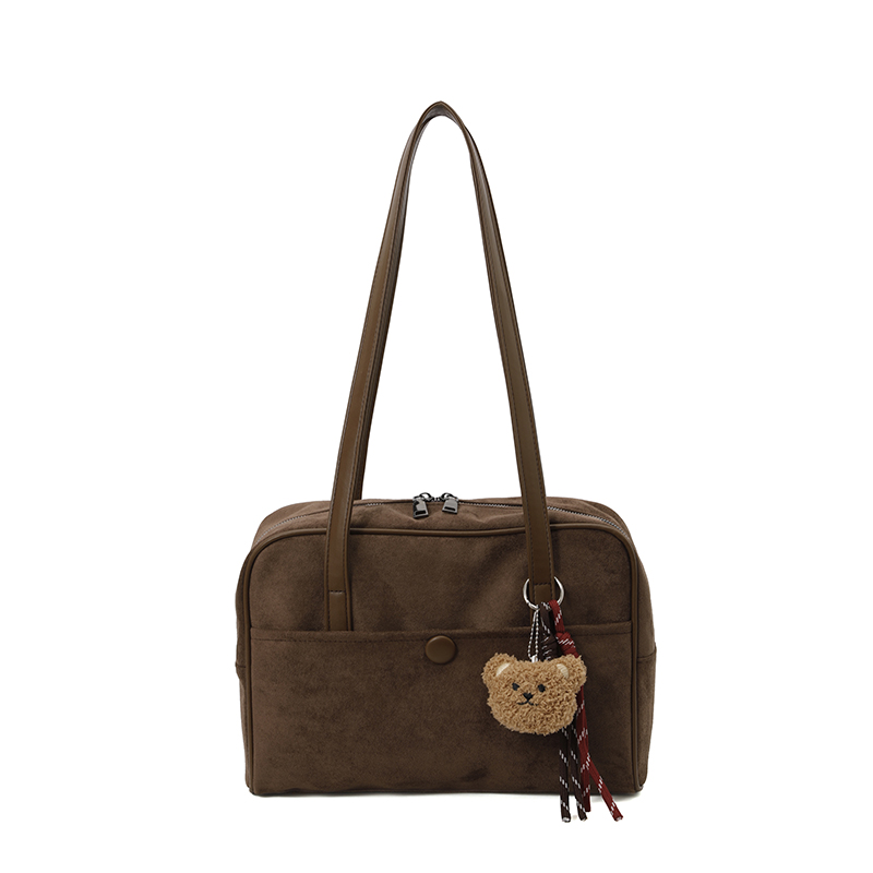 Custom Top-Handle Shoulder Bag – Structured Handbag with Charm (view 4) — custom bag manufacturing by Kaishi Bag Factory