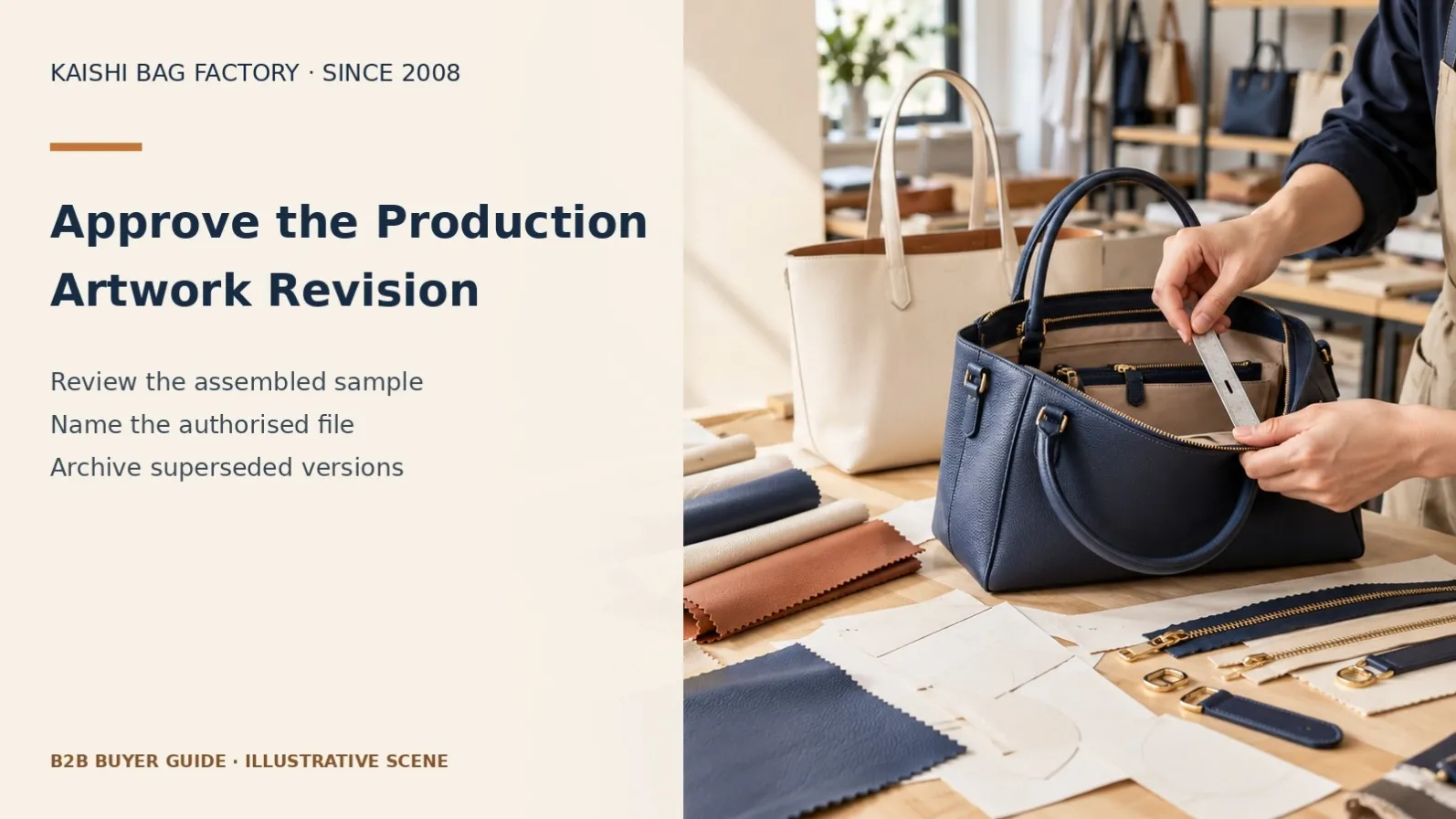 Illustrative finished-bag review for approving artwork position on the assembled product.