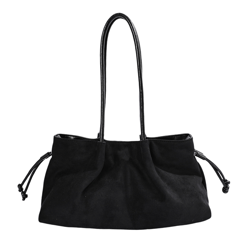 Custom Suede-Look Tote Bag – Drawstring Shoulder Tote (view 4) — custom bag manufacturing by Kaishi Bag Factory