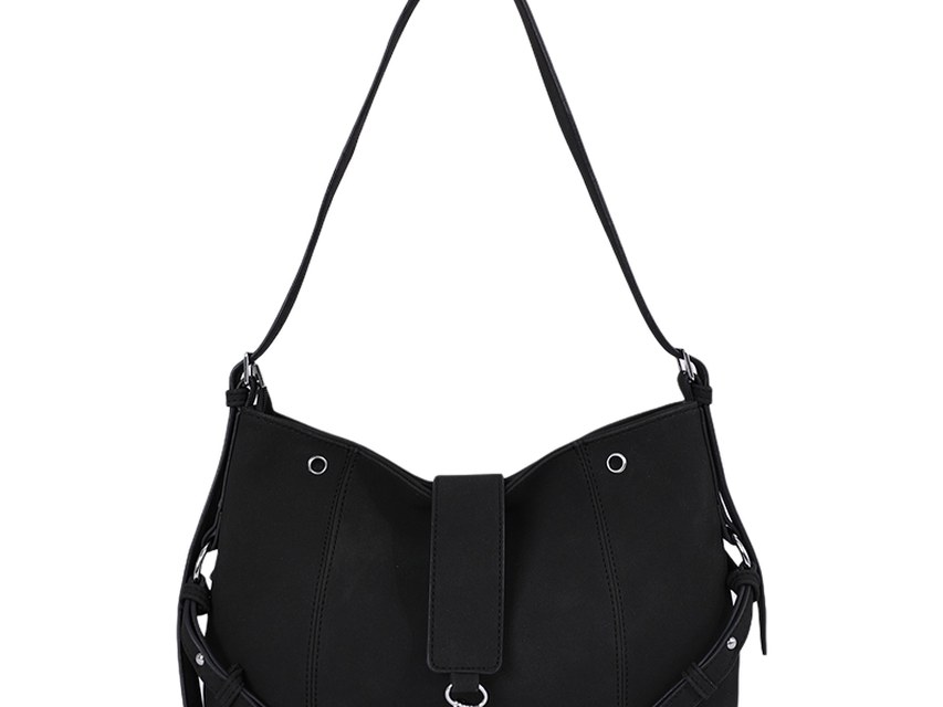 Custom Suede-Look Hobo Bag – Shoulder Bag with Buckle Detail (view 4) — custom bag manufacturing by Kaishi Bag Factory