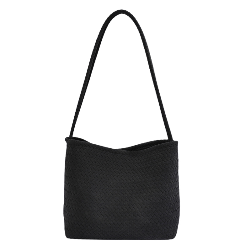 Custom Woven Suede-Look Bag – Slouchy Shoulder Bag (view 4) — custom bag manufacturing by Kaishi Bag Factory