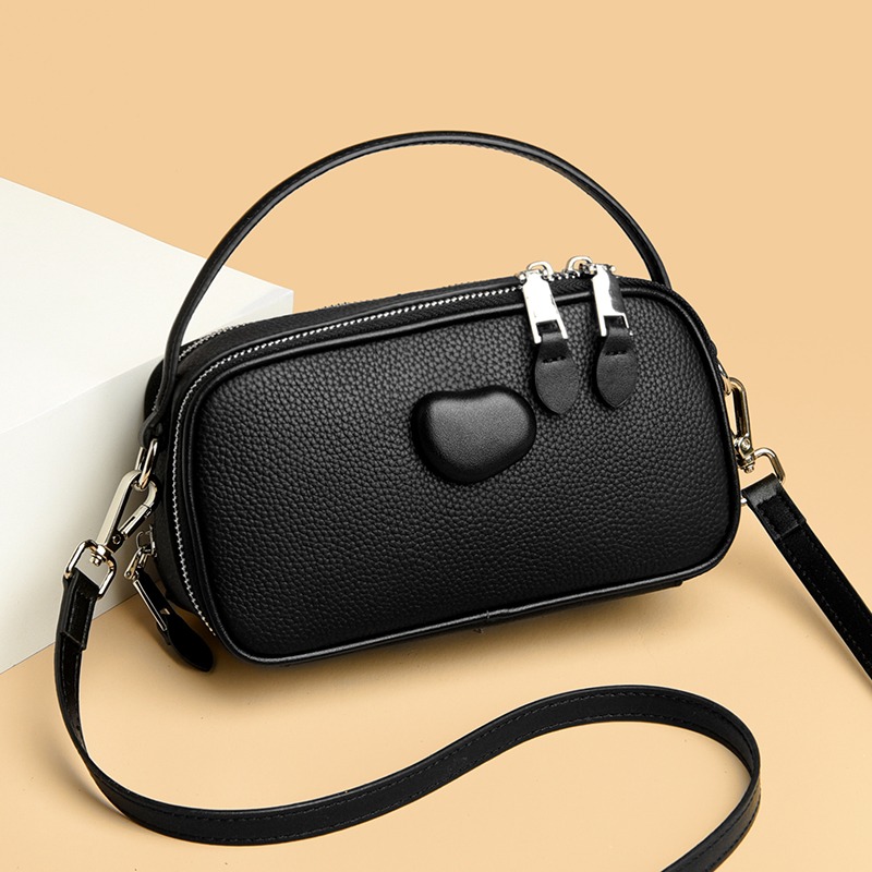 Custom Leather Crossbody Bag – Rounded Shoulder Bag with Clasp Detail — custom leather bag manufacturing by Kaishi Bag Factory