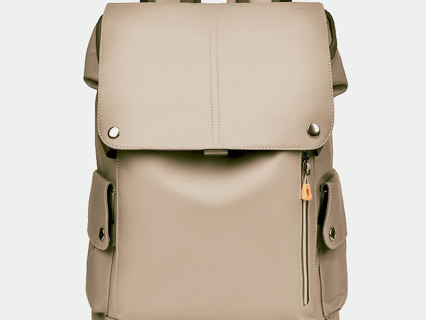 Custom Laptop Backpack – Flap-Top Business Backpack with Buckle Detail (view 2) — custom laptop backpack by Kaishi Bag Factory