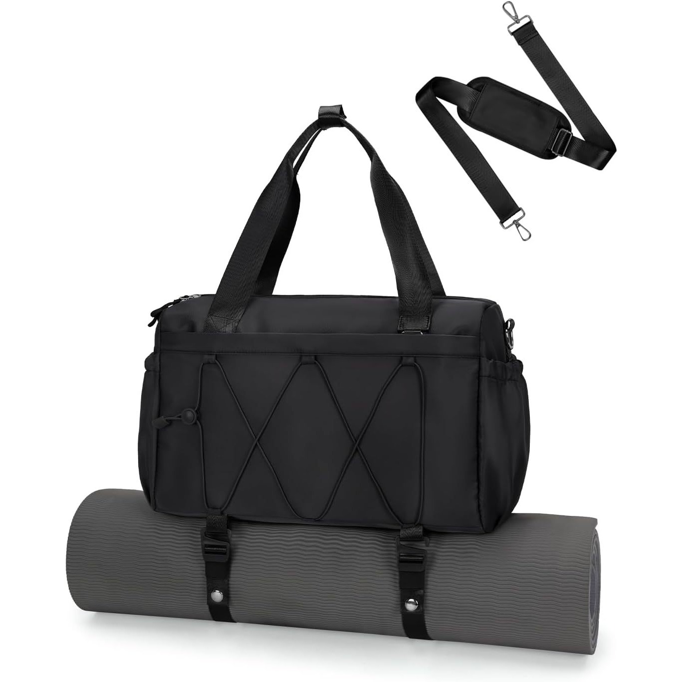 Custom Gym Tote Bag – Sports Holdall with Yoga Mat Straps (view 2) — custom yoga bag manufacturing by Kaishi Bag Factory