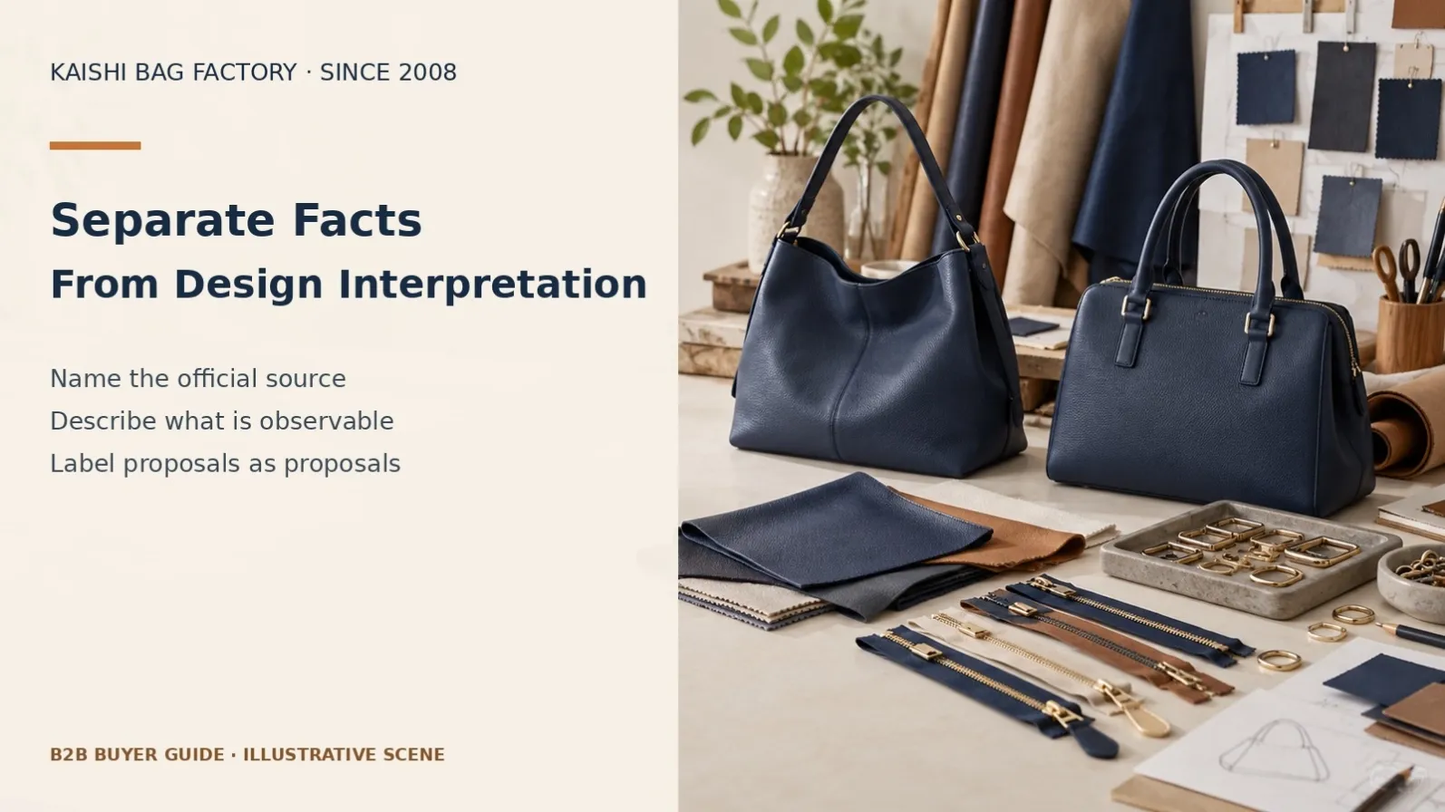 Illustrative unbranded handbag concepts for translating design observations into an original brief.