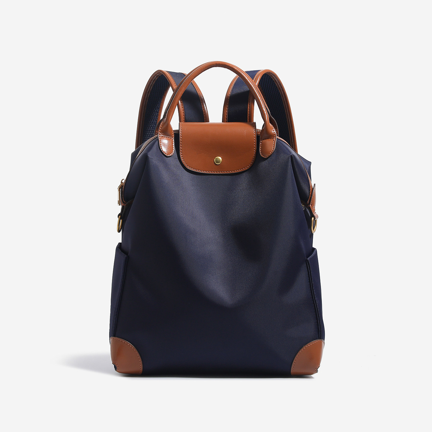 Custom Drawstring Backpack – Casual Rucksack with Leather-Trim Flap (view 3) — custom backpack by Kaishi Bag Factory