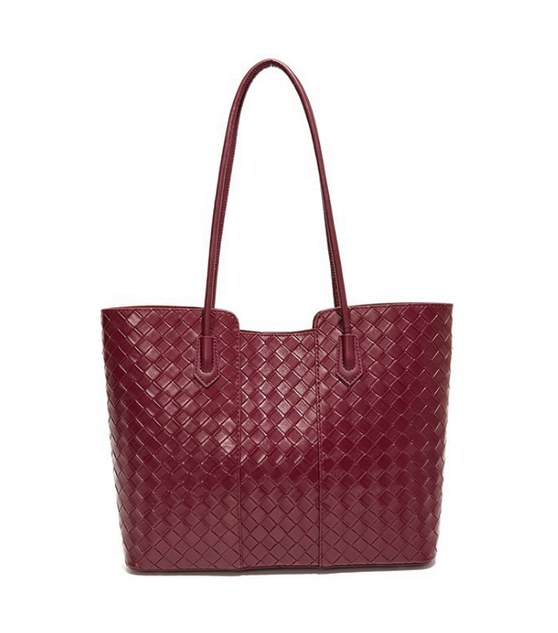 Woven PU Leather Tote Bag – Classic Large Capacity Woven Shoulder Tote — custom bag manufacturing by Kaishi Bag Factory
