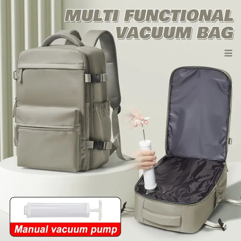 Custom Compression Laptop Backpack – Expandable Travel Backpack (view 2) — custom laptop backpack by Kaishi Bag Factory