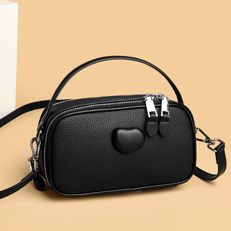 Custom Leather Crossbody Bag – Rounded Shoulder Bag with Clasp Detail (view 2) — custom leather bag manufacturing by Kaishi Bag Factory