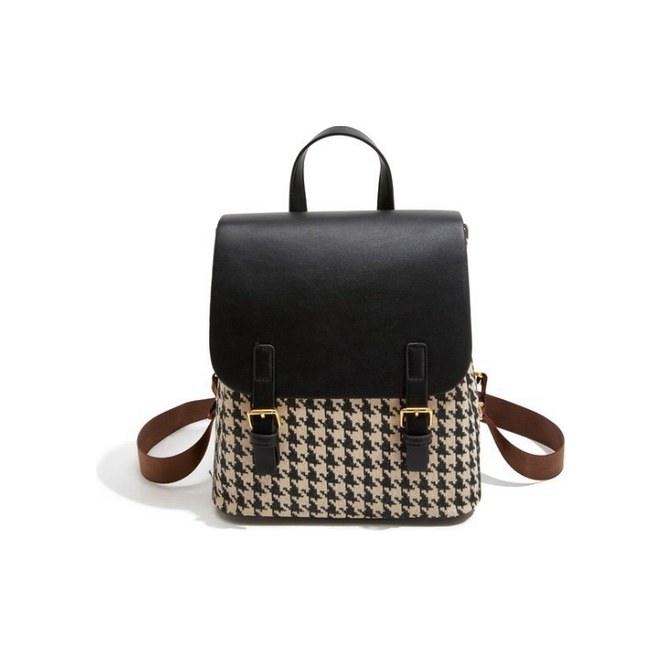 PU Leather Flap Backpack – Convertible Fashion Satchel with Gold Buckles (view 2) — custom bag manufacturing by Kaishi Bag Factory
