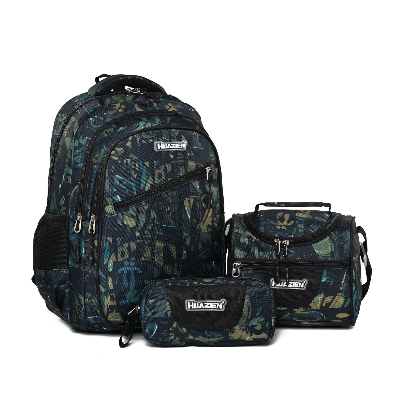 Custom School Backpack 3-Piece Set – Printed Daypack with Lunch Bag and Pencil Case (view 3) — custom school backpack by Kaishi Bag Factory